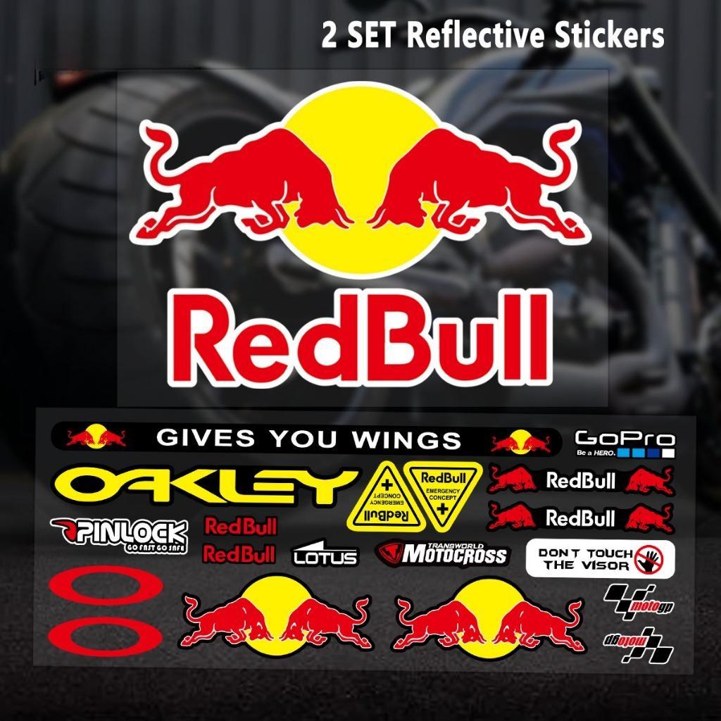 Red Bull Sponsor Logo Series สติ๊กเกอร์ติดรถสะท้อนแสง สติ๊กเกอร์ติดรถกระทิงแดง หมวกกันน็อคมอเตอร์ไซค์ไฟฟ้า สติ๊กเกอร์สะท้อนแสงดัดแปลง