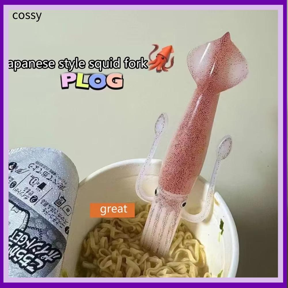 COSSY Octopus Noodle Fork,แบบพกพา 3-in-1 Food Picks,Creative Heat-Resistant Squid-Shapedเครื่องมือทํ