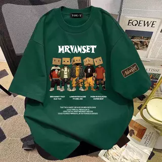 UT shop เสื้อยืด oversize ผ้าCotton 100% คอกลม เสื้อแฟชั่น 'MRVANSET' สบายและนุ่ม แขนสั้น ฤดูร้อน S-3XL