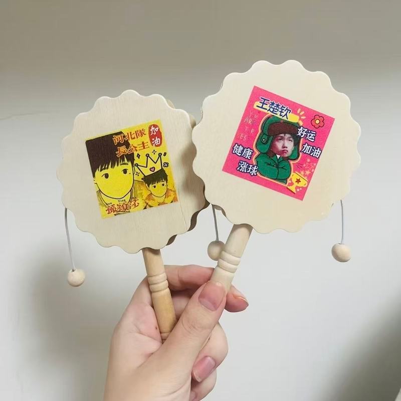 拨浪鼓定制图案diy手工卡通创意绘画手拿木质鼓便携周边应援物料3.12Custom Pattern DIY Handmade Cartoon Creative Paint Hand-held Wood