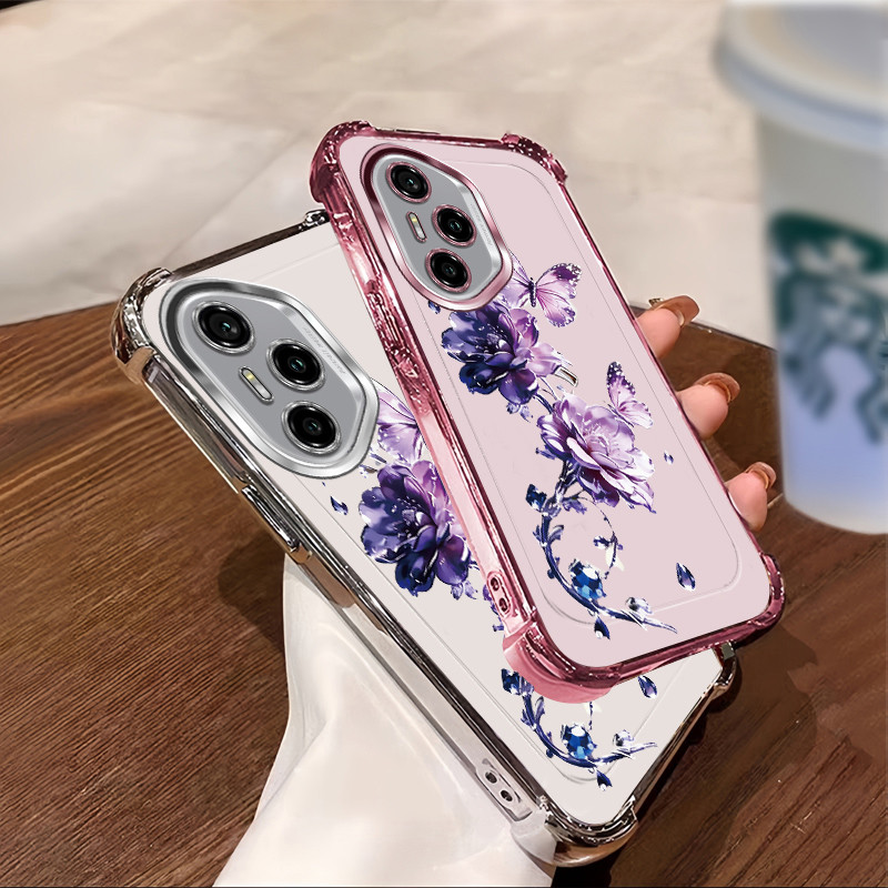 เหมาะสําหรับ Honor 400 400 Pro 400 Lite X8D 200 เคสโทรศัพท์กันกระแทกElectroplatedพร้อมสายคล้องTPUปลอ