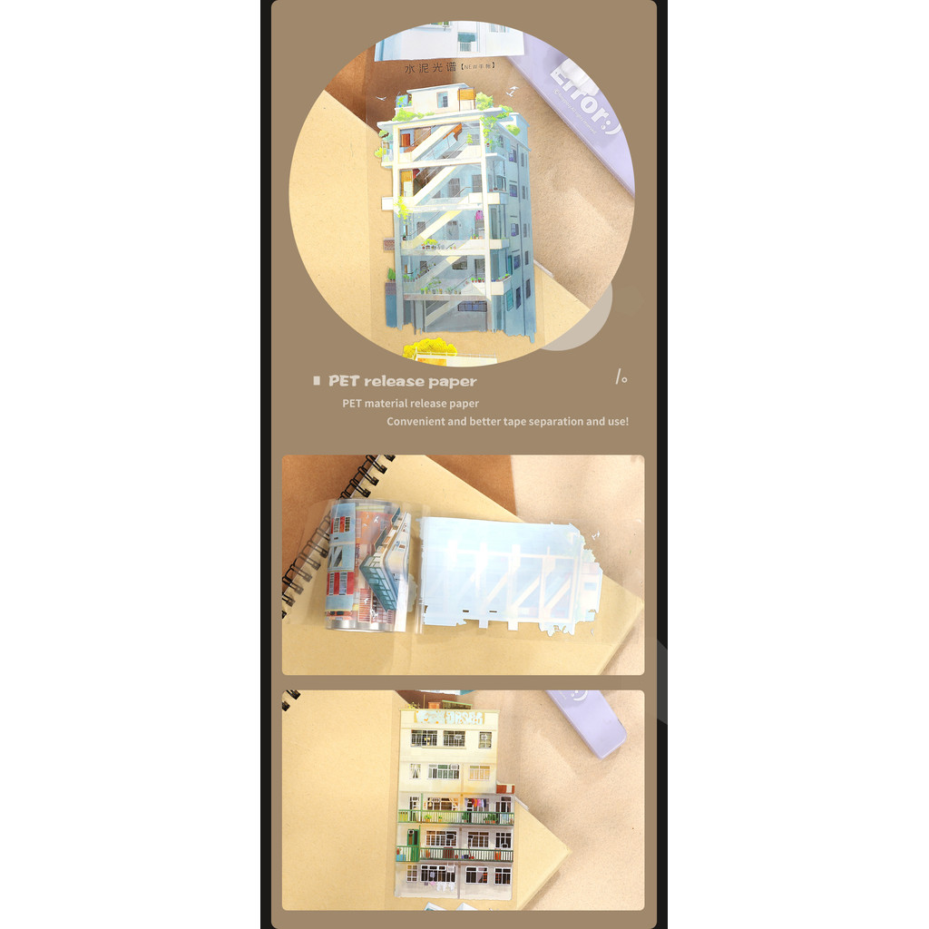 JIANWU 70 มม.* 5.2 ม.VINTAGE City High-rise Building ภูมิทัศน์วัสดุ Collage Scrapbooking PET เทป Creative Journal เครื่องเขียน ราคา ถูกที่สุด ดีลบีเคเค แกลเลอรีภาพที่ 9