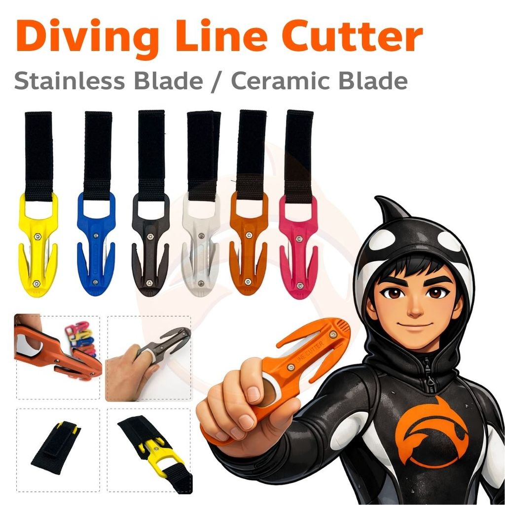 Diving Line Cutter มีดพกสำหรับนักดำน้ำ พร้อมใบมีดสำรองอีก 2 ใบ สำหรับตัดเชือกหรือแห อวน