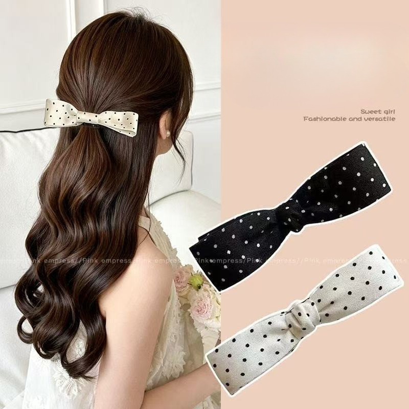 Polka Dot Bow Banana Clip หญิง Twist Clip เครื่องประดับผม