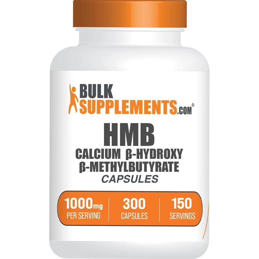 Bulklements.com HMB Capsules - แคปซูลเสริมอาหาร HMB, ปราศจากกลูเตน, แต่ละ-serving 1000 mg, จำนวน 300