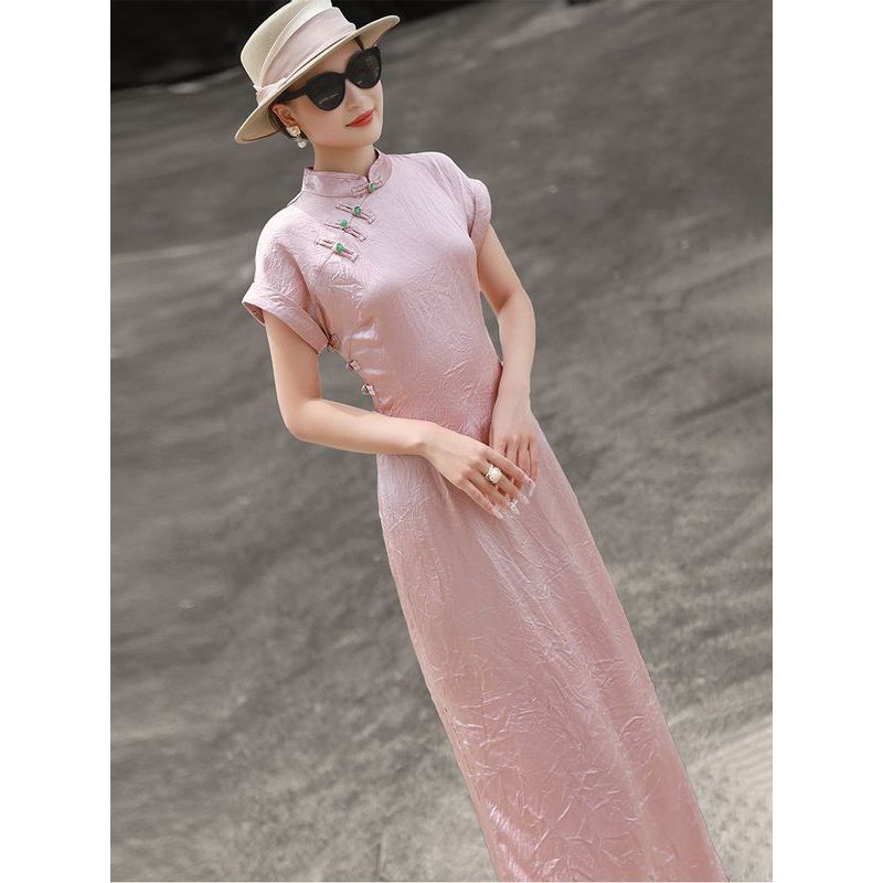 ชุดใหม่ cod วรรณกรรม Retro Stand-Up Collar หญิงอารมณ์แยก Slim-Fit สไตล์ใหม่ฤดูร้อน Cheongsam ชุด 202