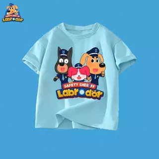 [COD]XK2 พร้อมส่ง เสื้อยืดเด็ก นายอำเภอลาบราดอร์ Sheriff Labrador Kid‘T-shirt พิมพ์ลาย แขนสั้นท็อปส์+New เสื้อผ้าเด็ก