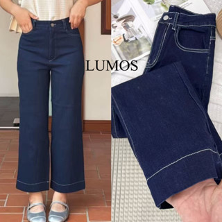 กางเกงยีนส์ทรงตรงสีน้ำเงินเข้ม ขนาดใหญ่ เหมาะสำหรับผู้หญิงรู…