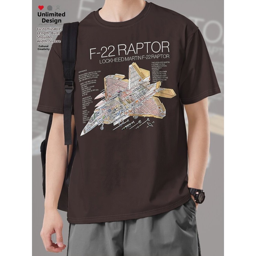 แฟชั่นCotton F22 Raptor Fighter T-Shirt Unisex