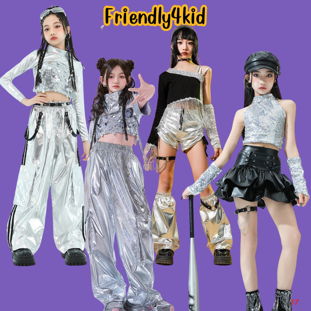 ชุดเต้น ชุดแดนซ์ เสื้อแขนกุดสีเงินปักเลื่อม โทนดำ เงิน ราคา ถูกที่สุด ดีลบีเคเค