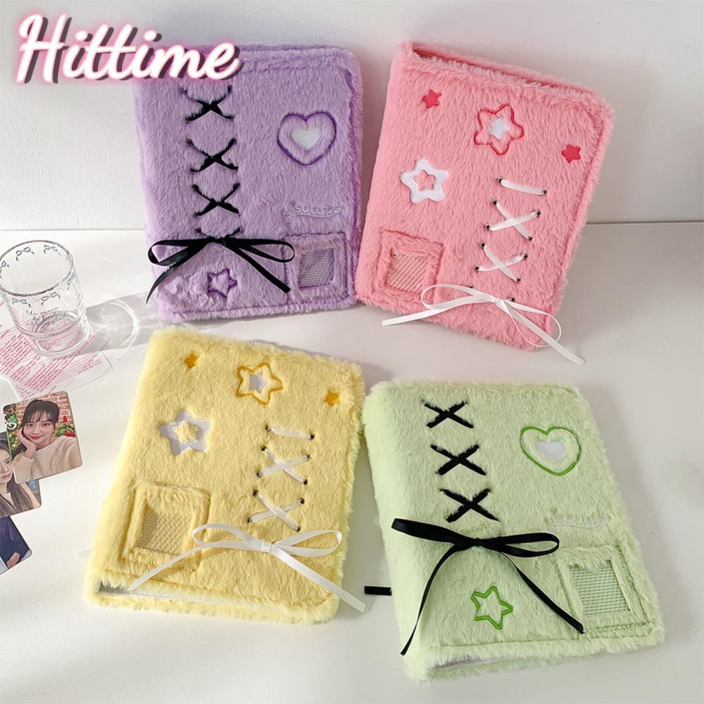 HITTIME A5 Kpop ริบบิ้นนุ่มที่มีสีสัน Plush อัลบั้มภาพ Polaroid Photo Storage Book Card Collection ห