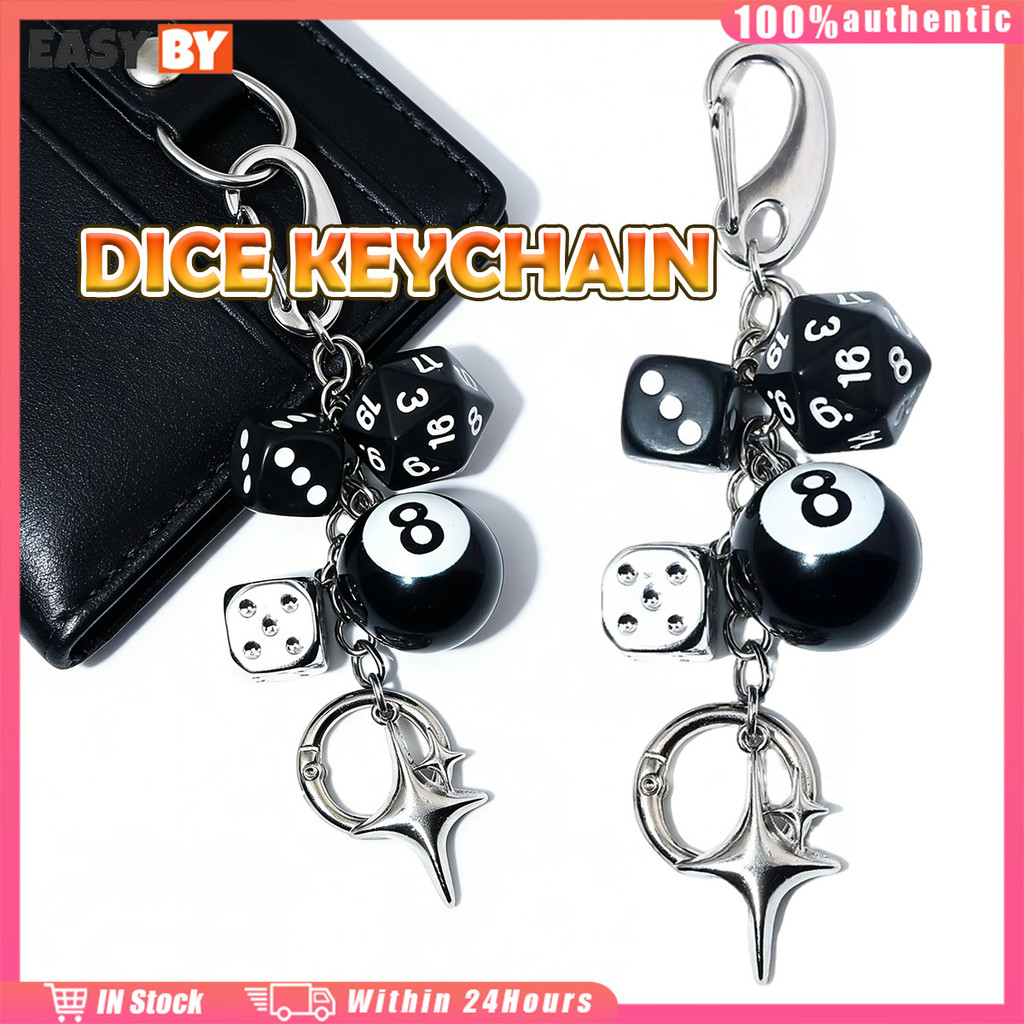 จัดส่งรวดเร็ว พวงกุญแจ 8 ball keychain พวงกุญแจลูกเต๋า สำหรับห้อยกระเป๋า ตกแต่งรถ แบบหัวเข็มขัด