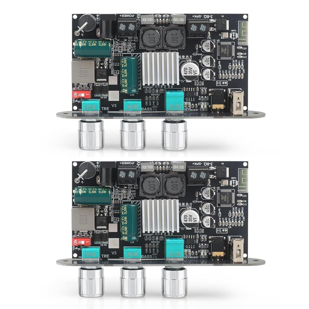2PCS ZK-1001U Mono เครื่องขยายเสียง TWS, 100W Power Output,รถเครื่องขยายเสียงอินพุตแรงดันไฟฟ้ากว้าง 