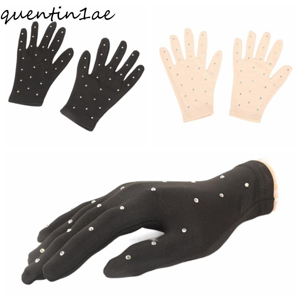 QUENTIN1AE Ice Skating Training Gloves, Breathable Elegance Shiny Figure Skating Wrist Gloves, XS/S/