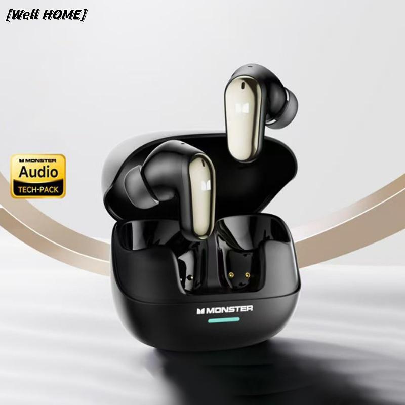 [Well HOME] ใหม่ Monster MQT52 TWS ไร้สาย 5.4 ชุดหูฟังไฮไฟสเตอริโอหูฟังสําหรับเล่นเกมพูดคุยหูฟังตัดเ