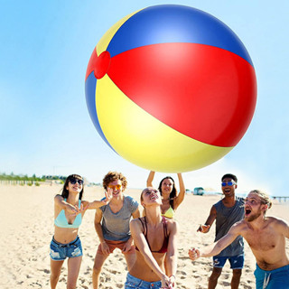 ลูกบอลชายหาดยักษ์ 100 ซม. เป่าลม PVC หนา 3 สี ลายสวยงาม สำหร…