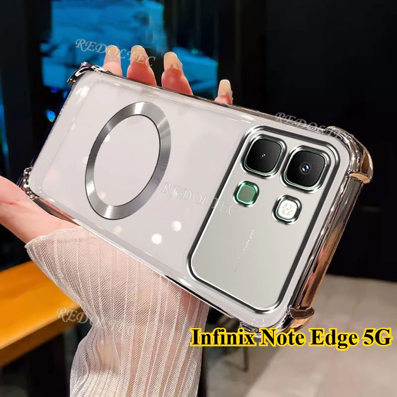 Infinix Note Edge 5G เคสใหม่แม่เหล็กกันกระแทกโปร่งใสพร้อมแหวนแม่เหล็ก 2025 ดีไซน์ใหม่ปลอกใส Infinix NoteEdge ฝาครอบโทรศัพท์แบบนุ่มบางเฉียบ