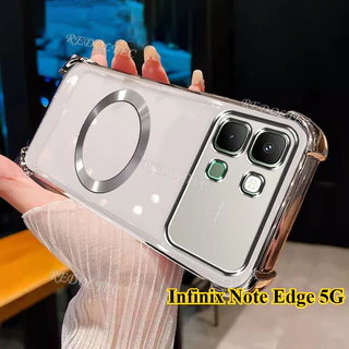 Infinix Note Edge 5G เคสใหม่แม่เหล็กกันกระแทกโปร่งใสพร้อมแหวนแม่เหล็ก 2025 ดีไซน์ใหม่ปลอกใส Infinix NoteEdge ฝาครอบโทรศัพท์แบบนุ่มบางเฉียบ