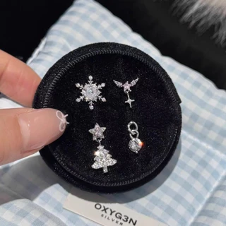 1PC Pretty Alloy Snowflake Wings Star Tree Stud ต่างหูสําหรับสุภาพสตรี