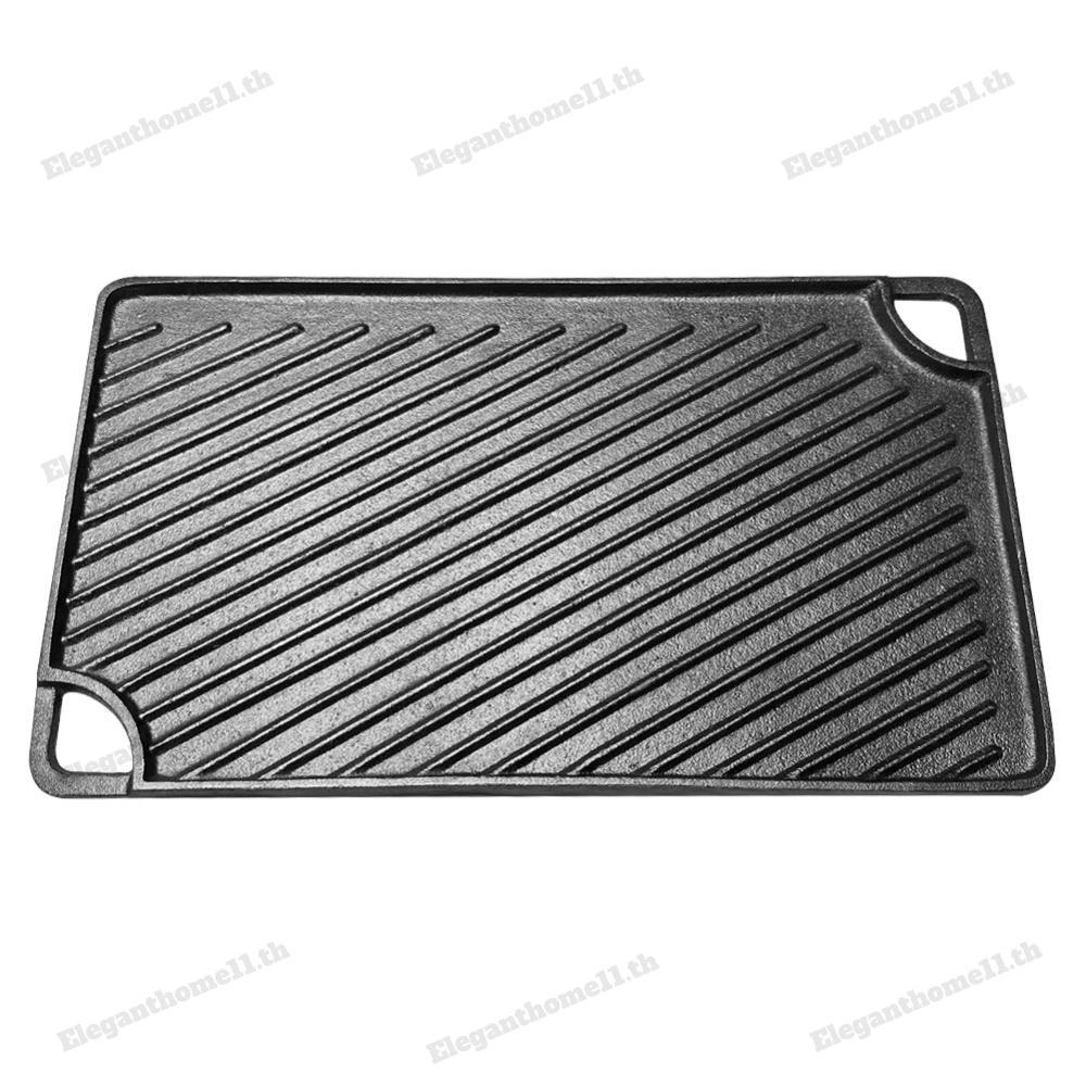 16.5X9.5 นิ้วเหล็กหล่อ Griddle แผ่นย่างสี่เหลี่ยม Griddle Pan สําหรับแก๊สเตาตั้งพื้นเตาอบหรือเปิดไฟส