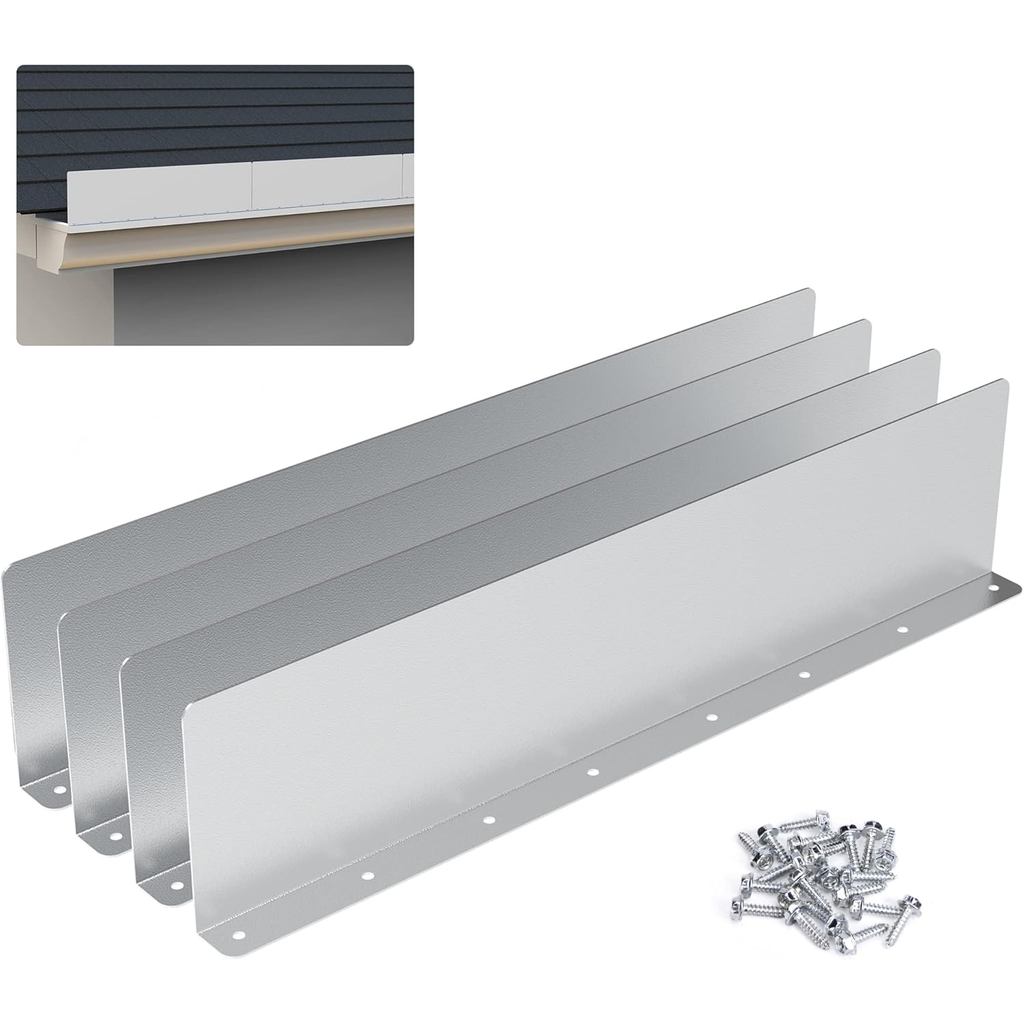 4 ชิ้น Gutter Valley Splash Guard,Straight Rain Divter Roofing Gutter Guards,Rain หยด Gutter Guard ส