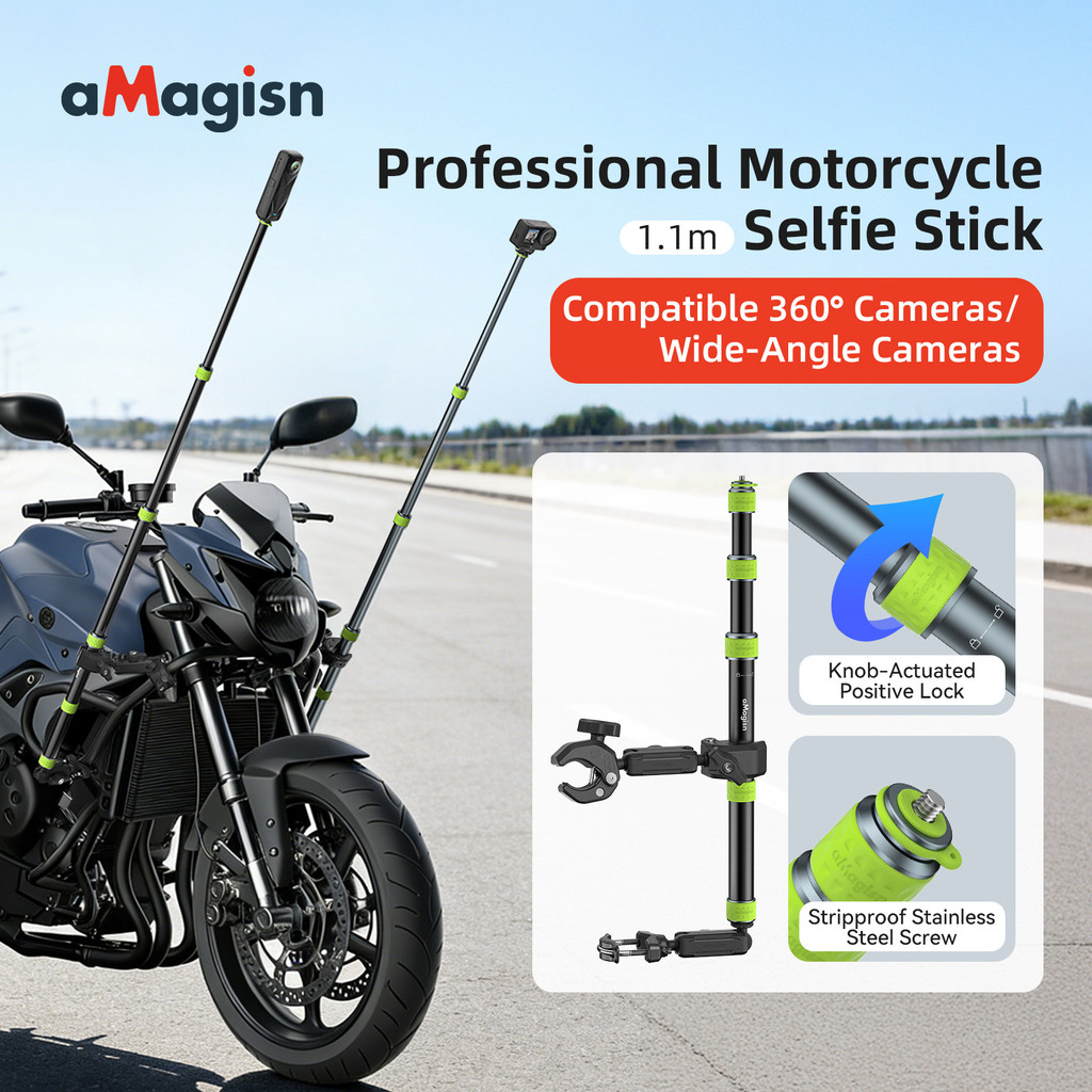 SJCAM สําหรับ GoPro/DJI/Insta360/SJCAMAKASYI/รถจักรยานยนต์เฉพาะโลหะเต็มรูปแบบกล้องกีฬา universal telescopic selfie Stick เดินป่า Stick กล้องพาโนรามาอุปกรณ์เสริม