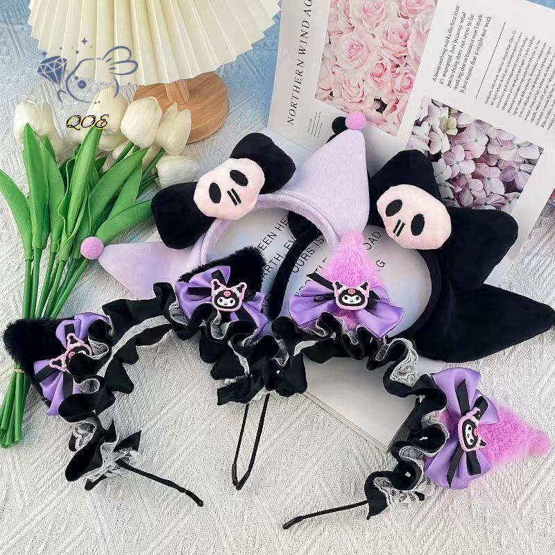 [QOE] Sanrio Kuromi Princess Hair Band น่ารักการ์ตูนคอสเพลย์ Skull Hair Hoop สําหรับผู้หญิงเทศกาลฮาโ