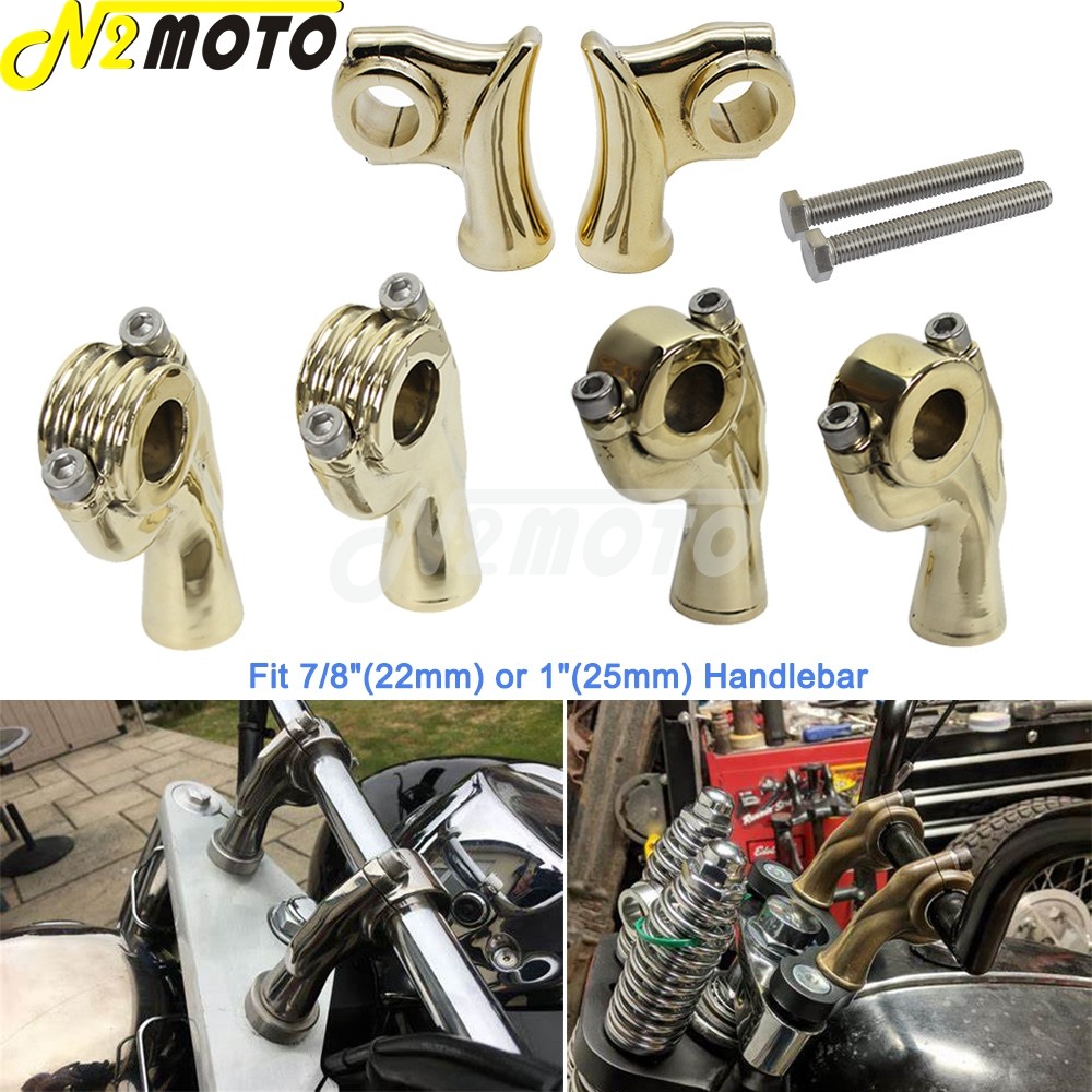 T-ทองเหลือง1 "หรือ7/8" 22/25มม.Handlebar Riser Custom Retro Bar Mount Clamp สำหรับ Harley XL Cafe Ra