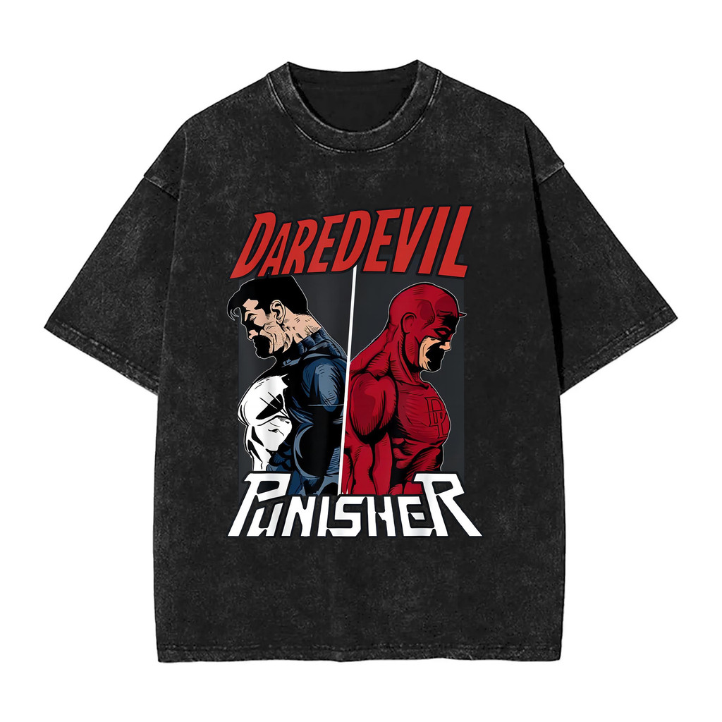 Marvel Superhero Daredevil Kingpin และ Devil ลายกราฟิก 100% ผ้าฝ้าย แขนสั้น หนัก
