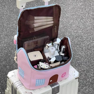 MUKUKU cosmetic bag กระเป๋าพกพา รูปบ้าน ความจุใหญ่ น่ารัก แบ่งช่องชัดเจน หยิบของสะดวก รวดเร็ว