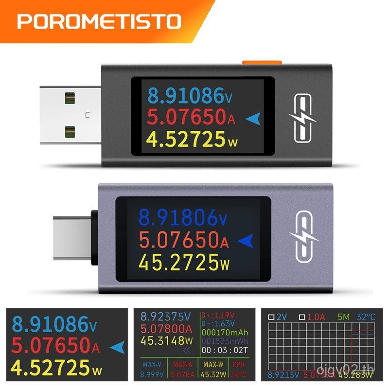 UT01U UT03C แรงดันไฟฟ้าดิจิตอลเมตร USB/Type-C แรงดันไฟฟ้าความจุเครื่องทดสอบแบตเตอรี่ Charger เครื่อง