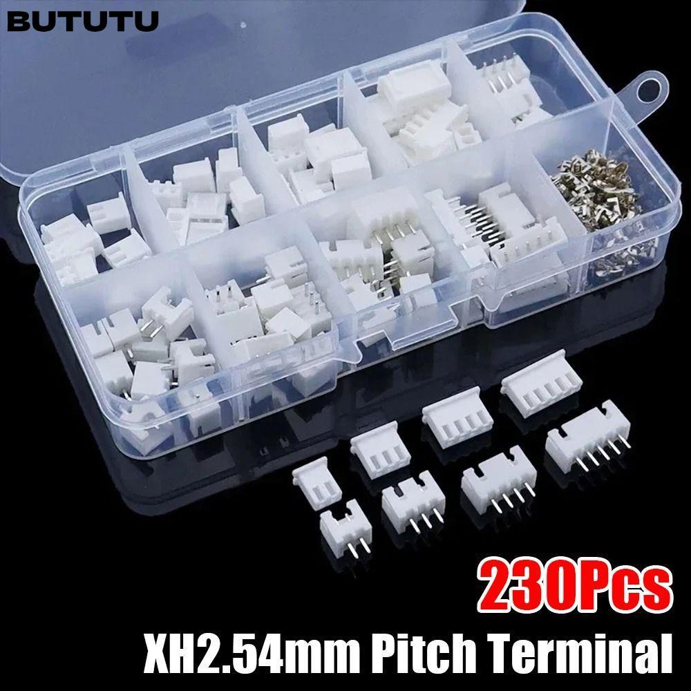 BUTU 230 ชิ้น 2.54 มิลลิเมตร Pitch Terminal, 2 P 3 P 4 P 5pin XH2.54 Pin Connector, 4 ค่าชายและหญิงช