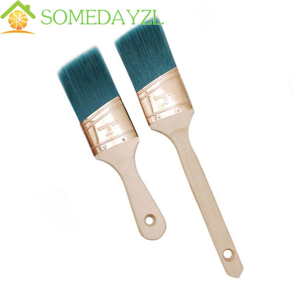 SOMEDAYZL แปรงขนอ่อน ด้ามจับสบาย แปรงทาสี 2 นิ้ว ทําความสะอาดง่าย Fewer Brush Marks เส้นใยเคมีชุด Ap