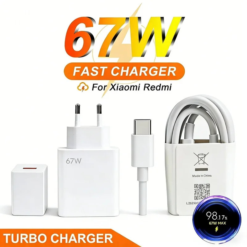 Original 67W EU US Charger 6A ประเภท C สําหรับ Poco X3 NFC M4 Pro Mi 10T Redmi K30 K40 หมายเหตุ 9 10