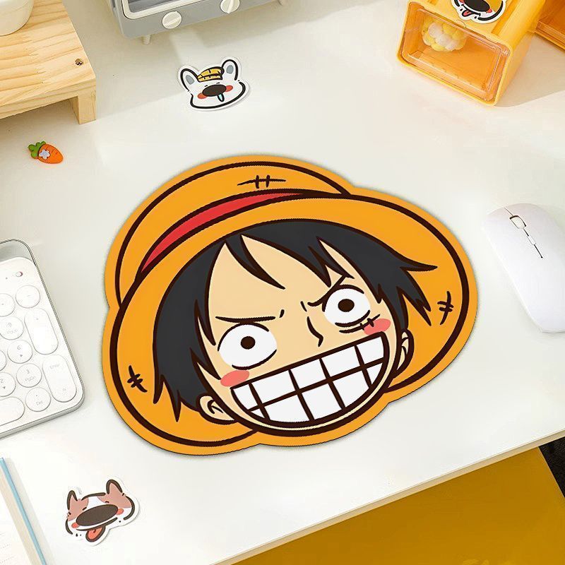 แผ่นรองเมาส์ One Piece Luffy แผ่นรองเมาส์ทรงกลม ลายการ์ตูนน่ารัก สำหรับออฟฟิศและเกมเมอร์ แผ่นรองโต๊ะกันลื่น