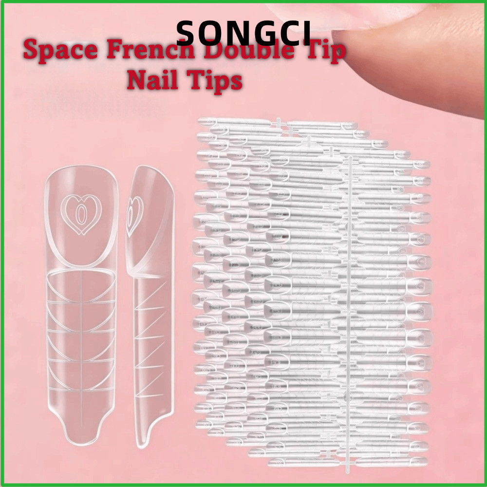 SONGCI 75/150Pcs เล็บ Extension Builder, 15 ขนาดReusable Spaceเล็บ,พลาสติกใสภาษาฝรั่งเศสคําเคล็ดลับร