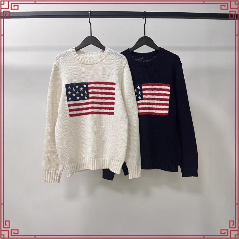 (แบบ Regular Fit) Brandy Melville American Flag Sweater (BM เสื้อสเวตเตอร์คอกลมผ้าถักลาย American Fl