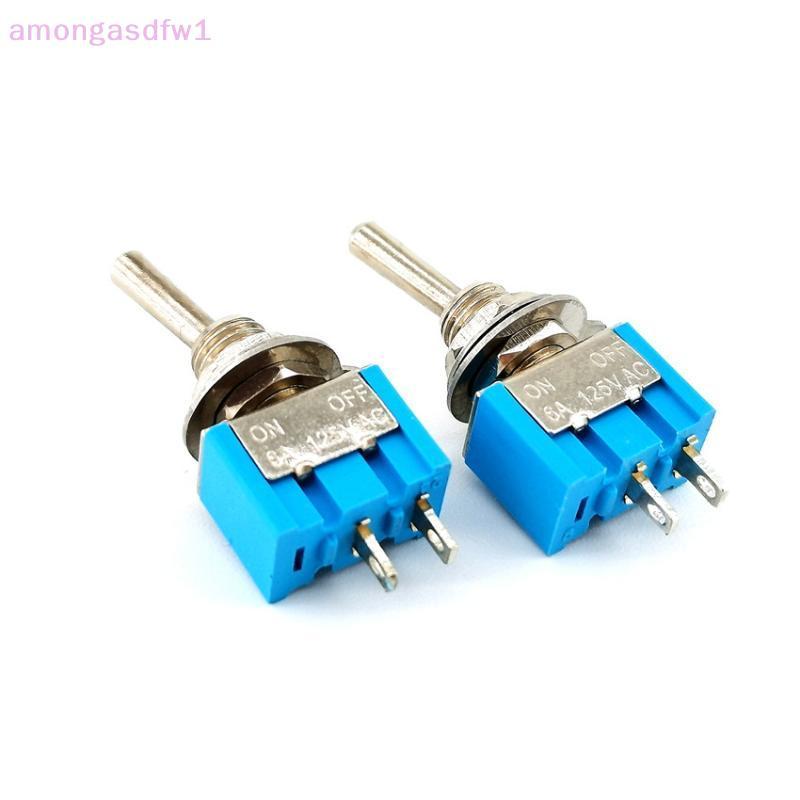 Amongassdfw1 10pcs DPDT Mini Toggle Switch 2pin 2 ตําแหน่งเปิด/ปิด Miniature Toggle Switch 6A 125V T