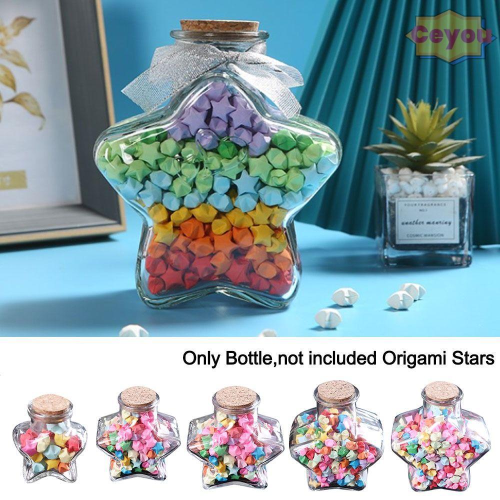 COYOU Wishing Bottle, Stars Shape Origami Stars Glass Bottle, Creative Craft Pentagram Storage Bottl
