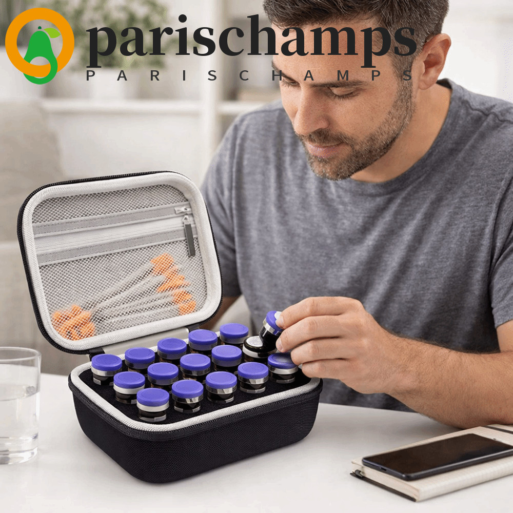 PARISCHAMPS กล่องเก็บของอินซูลิน, 15 ช่องกันน้ําอินซูลิน Vials Case, Vials Storage 10ML Vials ความจุ
