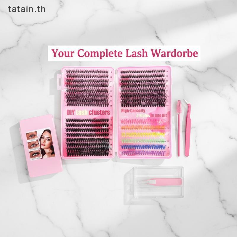 Tatain Colour Lash Clusters ชุดขนตาปลอม Extensions Kit Bond และ Seal สีสันจําลอง Grafted Eyelashes แ