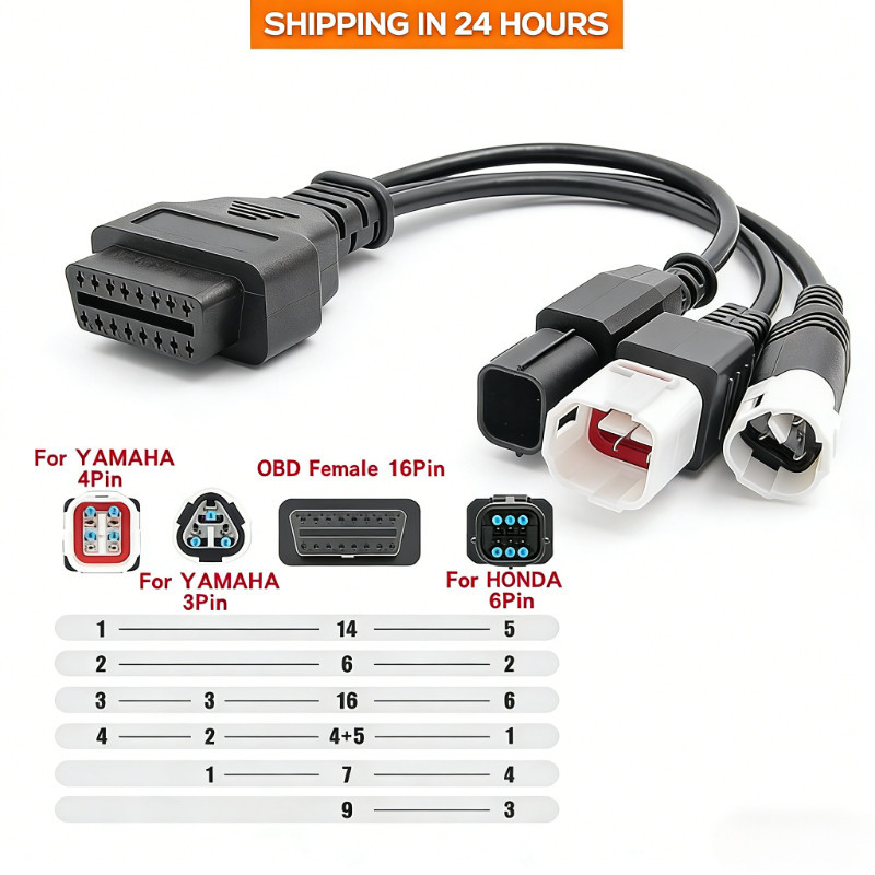 สําหรับ Yamaha & Honda รถจักรยานยนต์ 2 ประเภท OBD Connector 3Pin 4Pin ถึง 16PIN สายยืดสําหรับ Obdii 