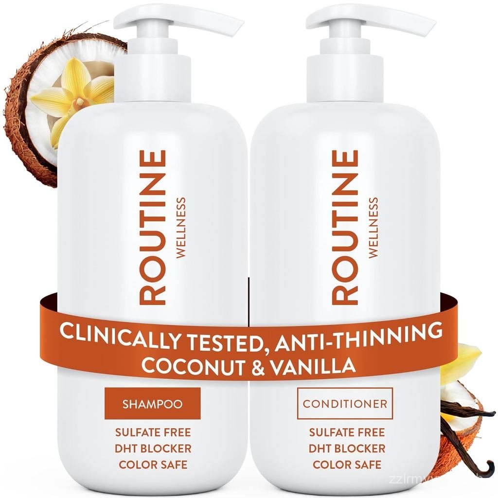 Routine Wellness Anti-Thinning Shampoo and Conditioner Set for Thinning Hair - Biotin DHT Blocker Wo