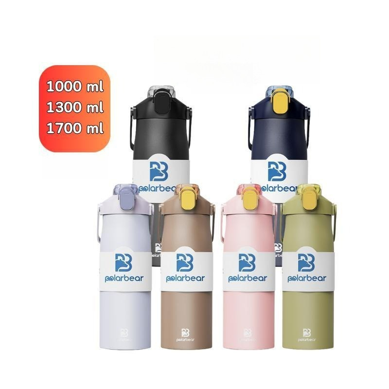 กระติกน้ำเก็บอุณหภูมิ Polarbear [1000/1300/1700ml] สแตนเลส 304 เกรดอาหาร เก็บร้อน–เย็นได้นาน ไม่รั่วซึม 360°