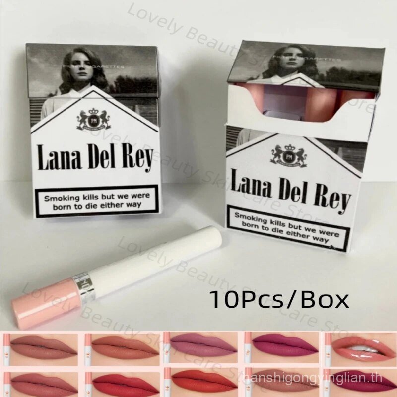 Hot Deal 10 สีชุดลิปสติกสร้างสรรค์ Lana Del Rey Matte Lip Gloss Velvet Lip Tint ชุด Lasting Glossy L