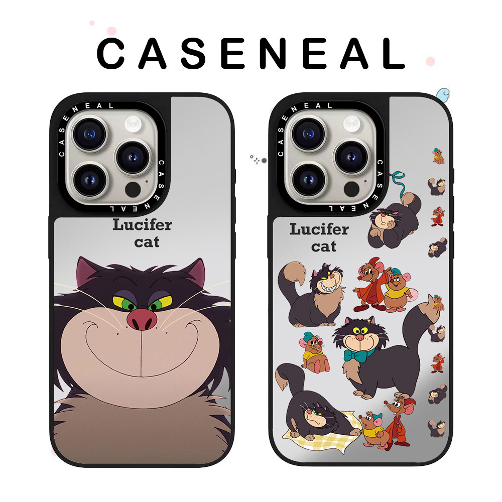 CASENEAL Lucifer แมวคุณภาพสูงกระจกเคสโทรศัพท์เหมาะสําหรับ iPhone 17ProMax 17pro 17 air 16promax 16 15promax 15 14promax 13 13promax แฟชั่น Anti Drop Hard Case