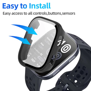 กรณีแก้วนิรภัยสายรัดซิลิโคน for Smart Watch Amazfit Bip 6 PC ปกป้องหน้าจอป้องกันชนเชลล์กีฬาสายรัดข้อมือยางอุปกรณ์เสริม