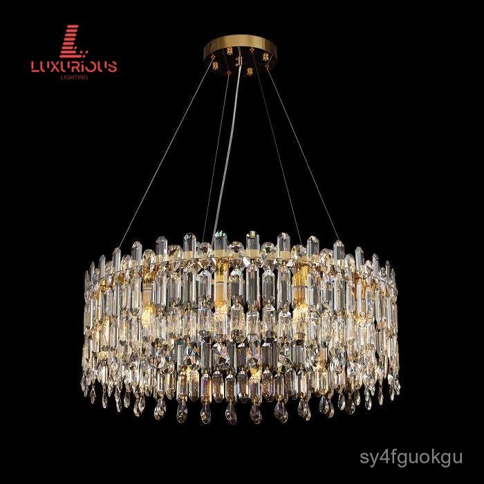 Light Luxury Round Oval Stainless Steel K9Crystal LED Chandelier for Dining Room, Living Room, Bedro