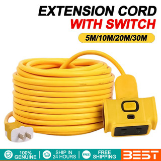 30M Extension Cord Socket Cable Extra long Plug in Strip Electric Vehicle Extension Wire With Switch