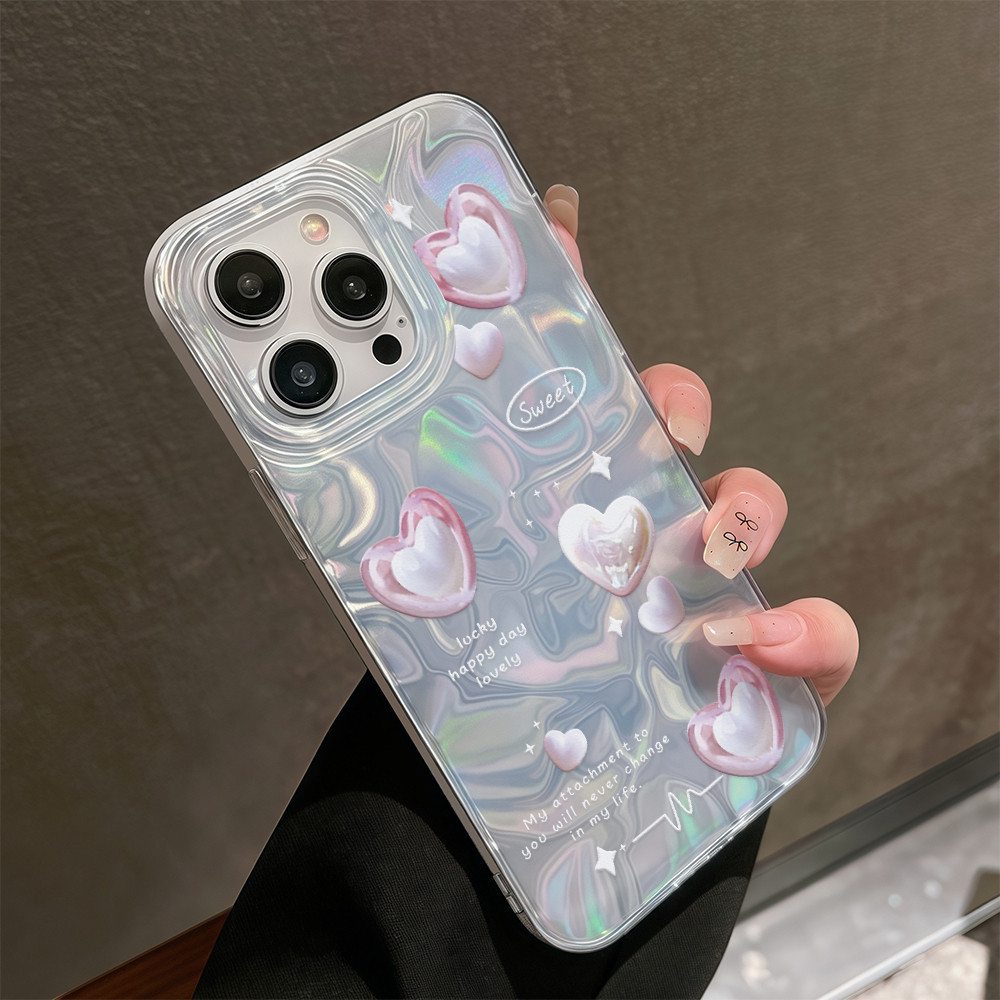 ✨จัดส่งในพื้นที่✨เคสโทรศัพท์ระลอกน้ำรักสีชมพูเหมาะสำหรับ iPhone16 15 14 13 11 6 7 8 plus Pro Promax - รูปที่ 6